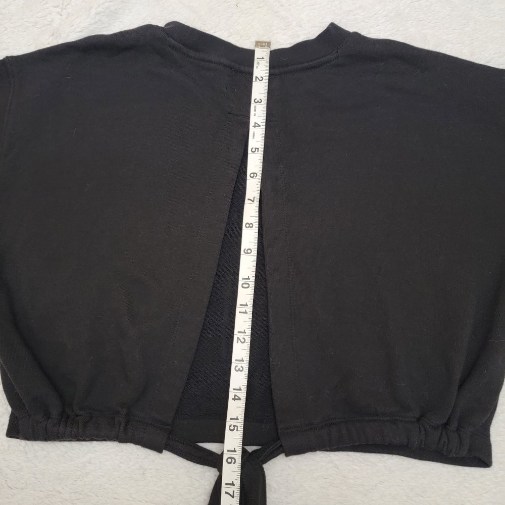 Wilfred Free Aritzia Black Cropped Tie Open Back Wide Sleeves Sweatshirt Size S - Picture 11 of 12